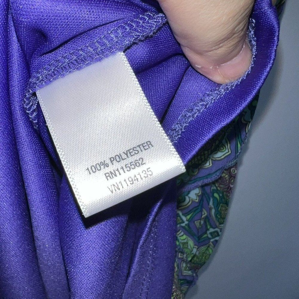 D-SIGNED GREEN PURPLE  BOHO SLEEVELESS YOUTH GIRL DRESS W/ TIE BELT Large - Picture 4 of 4